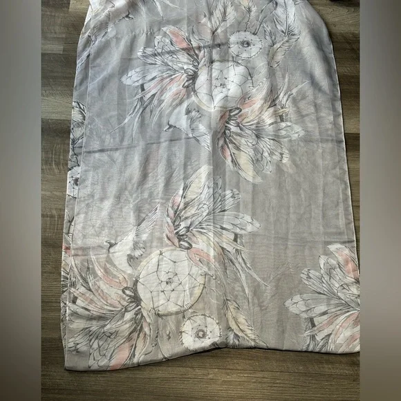 Boho Dreamcatcher Feather Bird Print Oblong Scarf - Picture 3 of 3